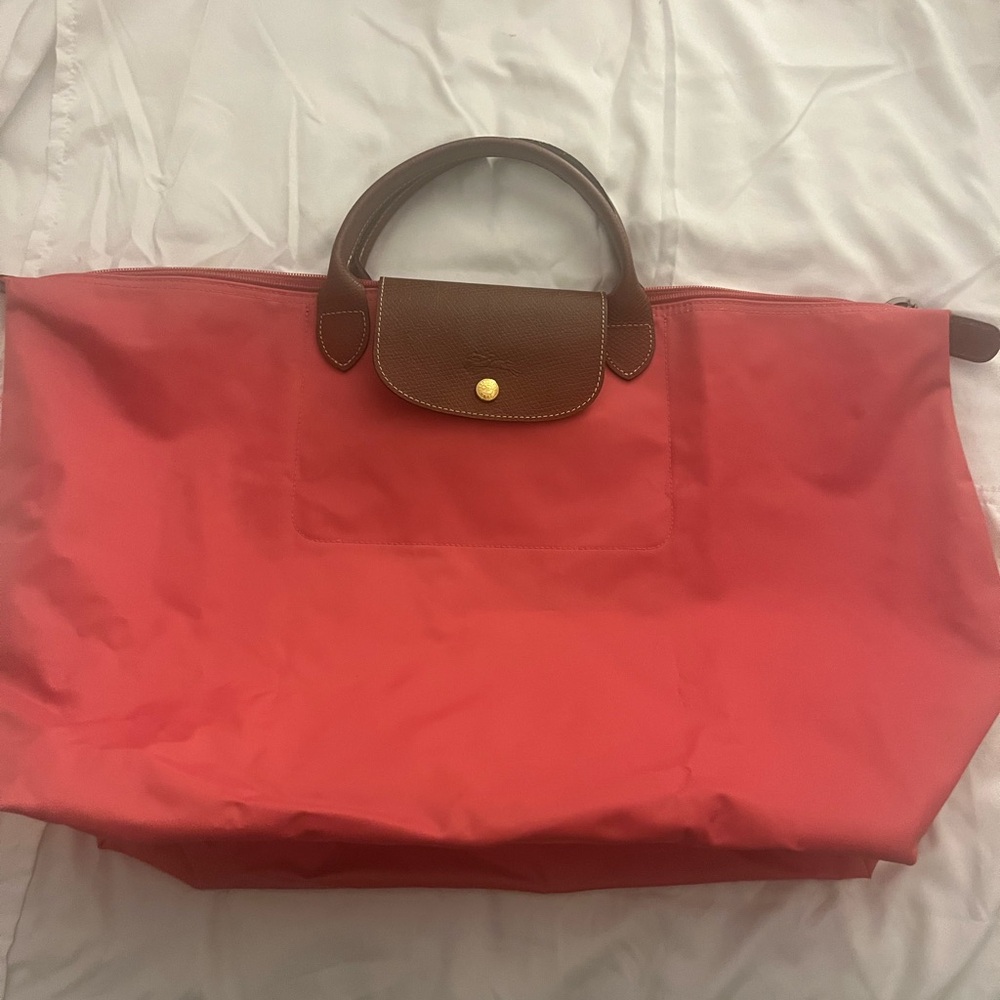 Longchamp pink weekender tote